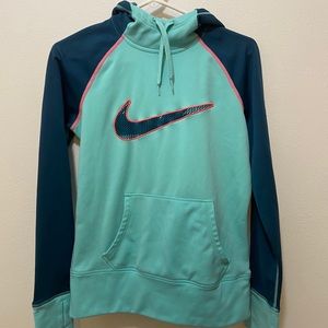 Therma Fit Teal Nike Sweater with Neon Pink